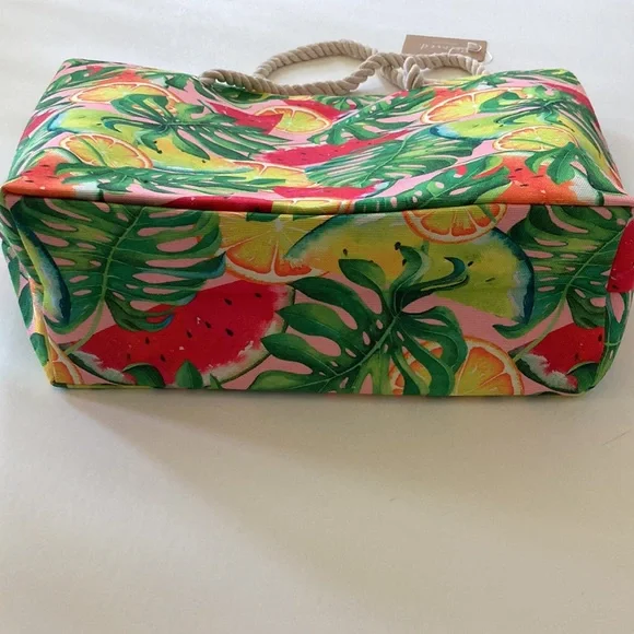 Jumbo Multi Color Tropical Fruit Beach Tote - Picture 4 of 11